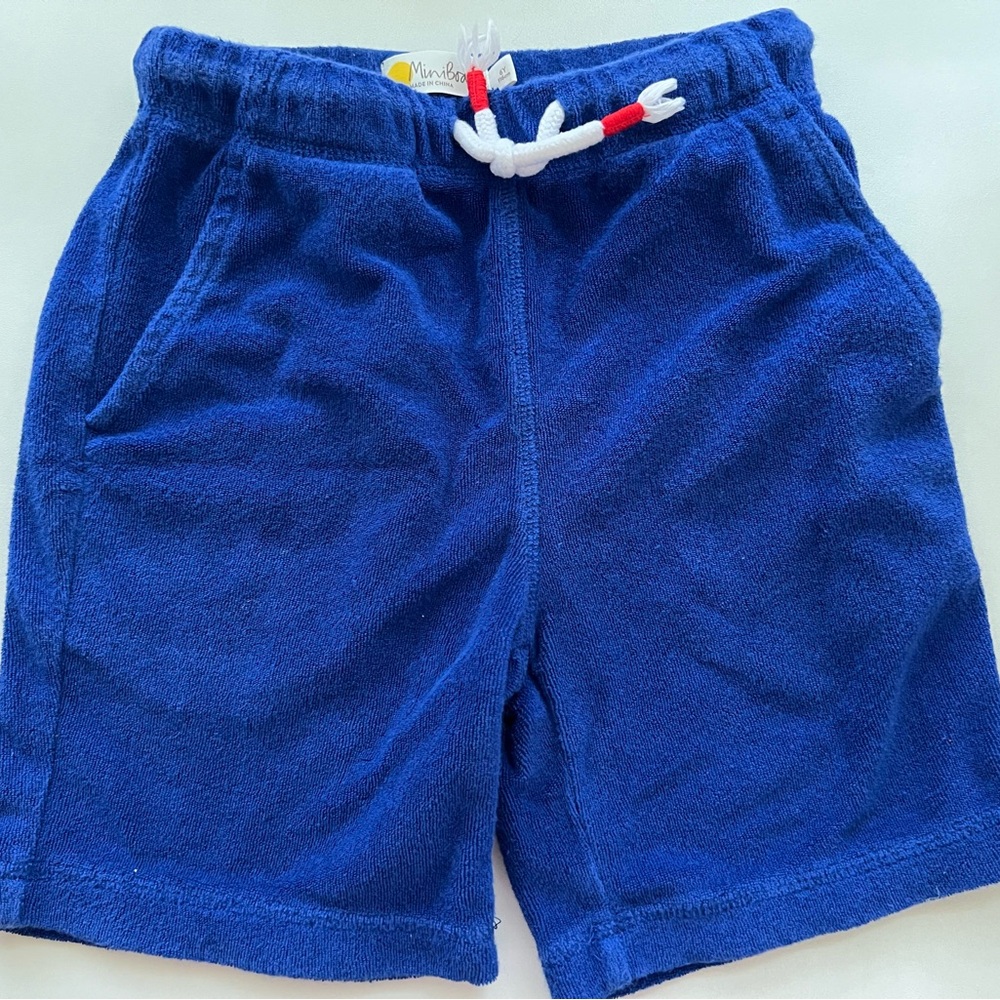 Mini Boden Blue Kids swim toweling shorts, size 6 years